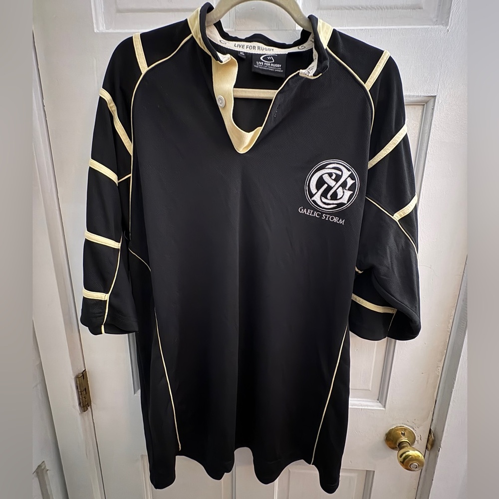 Gaelic Storm Band Merch Black Rugby Jersey